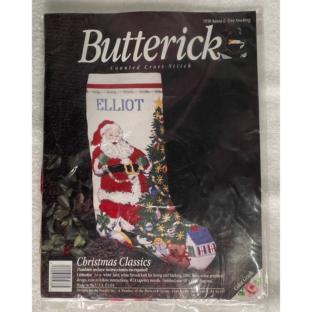 Butterick "Christmas Classics" Counted Cross Stitch Kit 1938 1994 Vintage